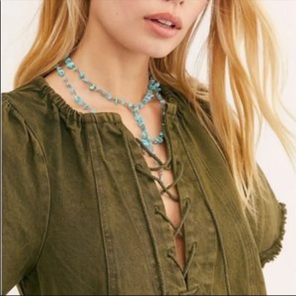 NWOT-Free People Army Green Lace Up Denim Style
“When Hearts Align” Dress (XS/S) - Picture 5 of 11